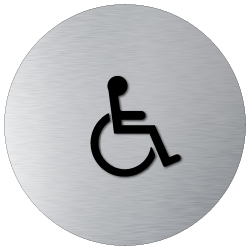 ADA Wheelchair Symbol Womens Restroom Round Door Sign - 12x12 - Brushed Aluminum