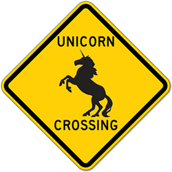 Unicorn Road Crossing Warning Sign - 12x12 or 18x18 sizes - Authentic Road Sign - Reflective Rust-Free Heavy Gauge Aluminum