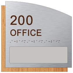 Custom Room Number & Name Sign with Name Slot - 8.5x8.5 - Brushed Aluminum & Wood Laminates