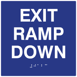 ADA Compliant Exit Ramp Down Sign with Text and Braille - 6x6