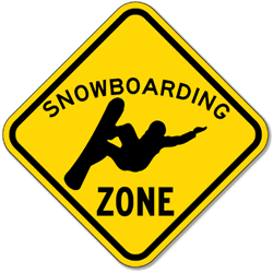 Snowboarding Zone Sign - 12x12 or 18x18 sizes - Authentic Road Sign - Reflective Rust-Free Heavy Gauge Aluminum