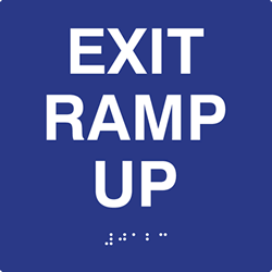 ADA Compliant Exit Ramp Up Signs with Raised Text and Grade 2 Braille - 6x6