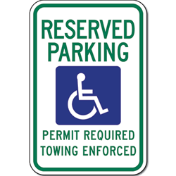 Official Arkansas Reserved Parking Handicap Plate Or Permit Only Sign - 12X18 - Rust-free heavy gauge (.063) reflective aluminum Arkansas Handicapped Parking Signs