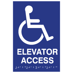 ADA Compliant Elevator Access Signs with Tactile Text and Grade 2 Braille - 6x9