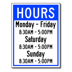 Business Hours Window Decal or Wall Label