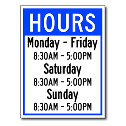 Store Hours Window Decal