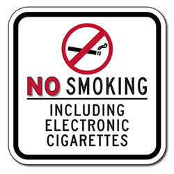 No Smoking Including Electronic Cigarettes Sign - 12x12 - Non-reflective