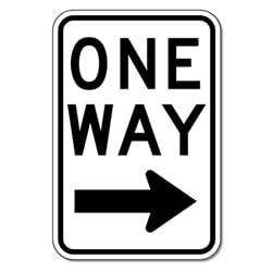 R6-2L One Way Signs With Right Arrow - 12X18 - Official MUTCD Reflective Rust-Free Heavy Gauge Aluminum Road Signs