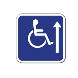 ADA Handicapped Wheelchair Accessible Signs with Ahead Arrow - 12x12  - Reflective Rust-Free Heavy Gauge Aluminum