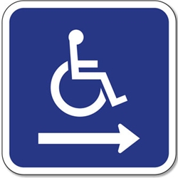 B-Stock: ADA Wheelchair Accessible Symbol Signs - Right Arrow - 12x12