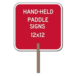 Custom Two-Sided Square Paddle Signs - 12x12 Custom Reflective Aluminum STOP Sign Paddles