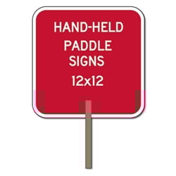 Custom Two-Sided Square Paddle Signs - 12x12 Custom Reflective Aluminum STOP Sign Paddles