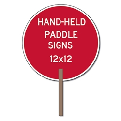 Custom Two-Sided Circle Shape Paddle Signs - 12x12 Custom Reflective Aluminum STOP Sign Paddles