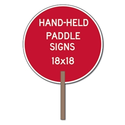 Custom Two-Sided Circle Shape Paddle Signs - 18x18 Custom Reflective Aluminum STOP Sign Paddles