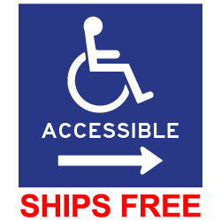 Window Decal - International Symbol of Accessibility (ISA) and text ACCESSIBLE with Right Arrow - 6x6