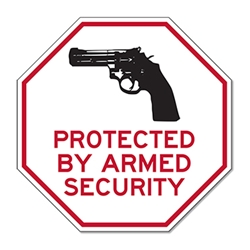Protected By Armed Security STOP Signs with Gun Image - 18x18 - Reflective Rust-Free Heavy Gauge Aluminum Security Signs