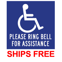 ADA Please Ring Bell For Assistance Wall Labels - 9x9