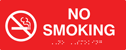 ADA Compliant No Smoking Signs with Tactile Text and Grade 2 Braille - 10x4