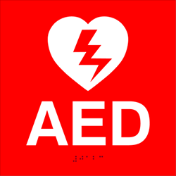 ADA Compliant Automated External Defibrillators Signs with Tactile Letters and Grade 2 Braille - 8x8