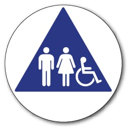 ADA Unisex Restroom Door Sign | ISA & Pictograms-Reverse Triangle Color 12x12