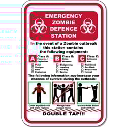 Zombie Preparedness Novelty Signs for Sale