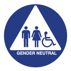 ADA Gender Neutral Bathroom Door Sign features ISA/Pictograms 12x12