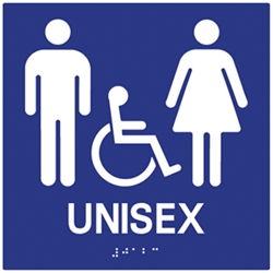 ADA Compliant Accessible Unisex Restroom Wall Signs with Tactile Text and Grade 2 Braille - 8x8