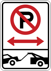 No Parking Signs with No Parking Symbol and Tow-Away Symbol - Double Arrow - 12x18