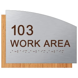Custom Room Number & Name Sign - 8.5x8.5 - Brushed Aluminum & Wood Laminates