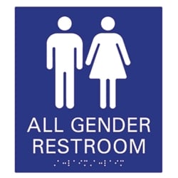 ADA Compliant Wheelchair Accessible All Gender Restroom Wall Signs with Tactile Text and Grade 2 Braille - 8x9
