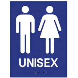 ADA Compliant Accessible Unisex Restroom Wall Signs with Tactile Text and Grade 2 Braille - 8x8