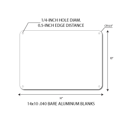 Aluminum Blank 14x10 .040 0.5 CR Standard Holes - Rectangular Shape Sign available for fast shipping from STOPSignsAndMore.com