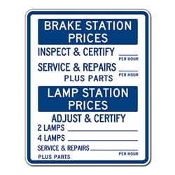 Brake and Lamp Station Combo Price Sign - 24x30