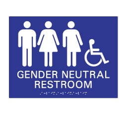 Gender Neutral Restroom Identity Sign 8 x 3 with Braille ADA Compliant White/Black 