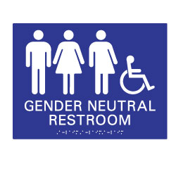 Gender Neutral Restroom Identity Sign 8 x 3 with Braille ADA Compliant White/Black Gender Neutral Restroom Identity Sign 8 x 3 with Braille ADA Compliant White/Black
