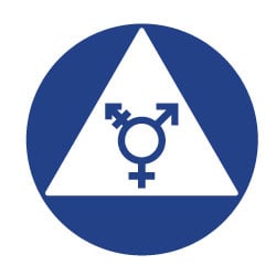 All Gender ADA Restroom Door Sign w/ Symbol on White Triangle - 12x12