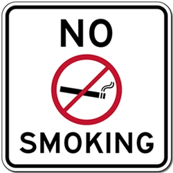 No Smoking Text and Symbol Sign - 18x18 - Reflective Indoor-Outdoor rust-free aluminum No Smoking signs