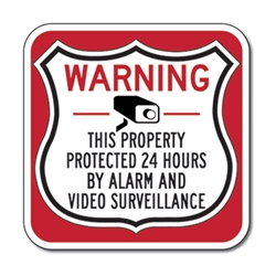 This Property Protected 24 Hours Shield Sign 12x12