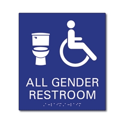 ADA Compliant All Gender Neutral Symbols Bathroom Wall Sign with Tactile Text and Grade 2 Braille - 8x9