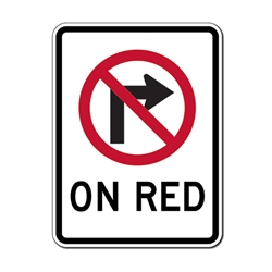 R13-A No Right Turn On Red Sign -18x24 - Official MUTCD Reflective Rust-Free Heavy Gauge Aluminum Road Signs