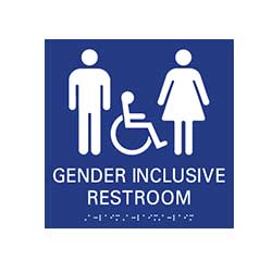 ADA Compliant Wheelchair Accessible All Gender Restroom Wall Signs with Tactile Text and Grade 2 Braille - 9x9