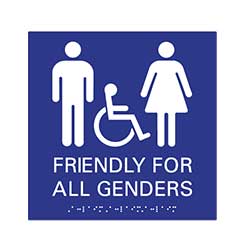 ADA compliant Gender Friendly Restroom Sign - Wall Sign - 9x9