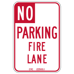 R26F-Mod-Code California No Parking Fire Lane Sign - 12x18