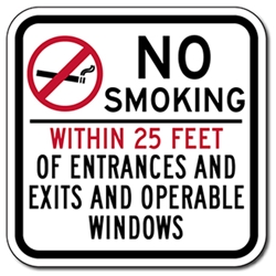 No Smoking Within 25 Feet Of Entrances And Exits And Operable Windows Sign - - Non-reflective