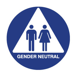 (Gender Neutral) Restoom Door Sign White Triangle - 12x12 GENDER NEUTRAL