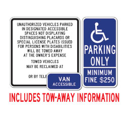 California Disabled Parking Sign kit , Towaway Information