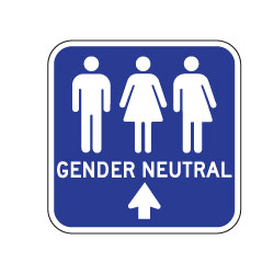 Outdoor Rated Aluminum Accessible Gender Neutral Restroom Sign - Ahead Arrow - 12x12 - Reflective Rust-Free Heavy Gauge Aluminum Restroom Signs available at STOPSignsAndMore.com