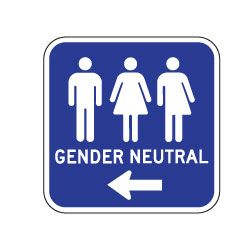 Outdoor Rated Aluminum Accessible Gender Neutral Restrooms Sign - Left Arrow - 12x12 - Reflective Rust-Free Heavy Gauge (.063) Aluminum Restroom Signs