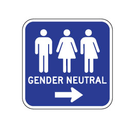 Outdoor Rated Aluminum Accessible Gender Neutral Restrooms Sign - Right Arrow - 12x12 - Reflective Rust-Free Heavy Gauge (.063) Aluminum Restroom Signs