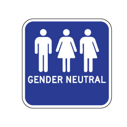 Outdoor Rated Aluminum Gender Neutral Restrooms Sign - No Arrow - 12x12 - Reflective Rust-Free Heavy Gauge (.063) Aluminum Restroom Signs